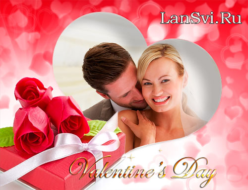 14 февраля рамка онлайн, вставить фото влюблённых